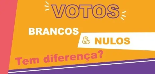 a imagem representa um cartaz. Nela, em diferentes fonte, está escrito: " Votos brancos e nulos tem diferença?"