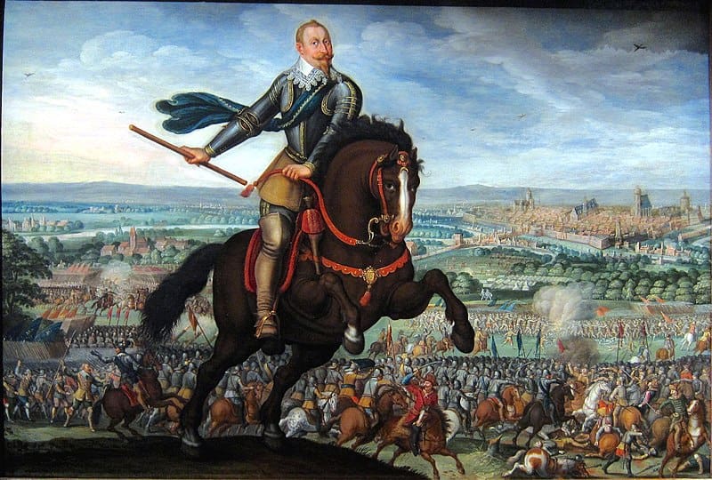 Gustavus Adolphus da Suécia na Batalha de Breitenfield. Imagem: Wikimedia Commons.