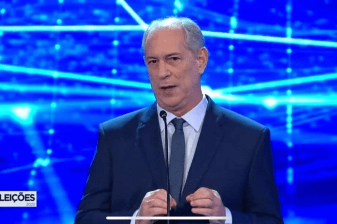 Ciro durante debate na Band em 28/08/2022. Imagem: Reprodução/Band.