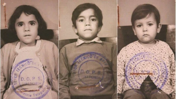 Zuleide e dois de seus irmãos: fichados no Dops como terroristas Três fotografias e três crianças diferentes carimbadas pelo Dops.