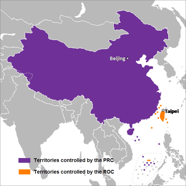 Mapa. Conteúdo China e Estados Unidos.